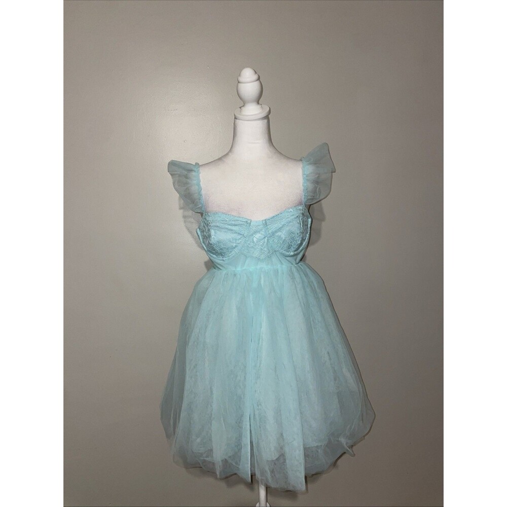 Forever 21 Dress L Blue Tulle Babydoll Coquette Fairy Ballerina NWT Y2K
